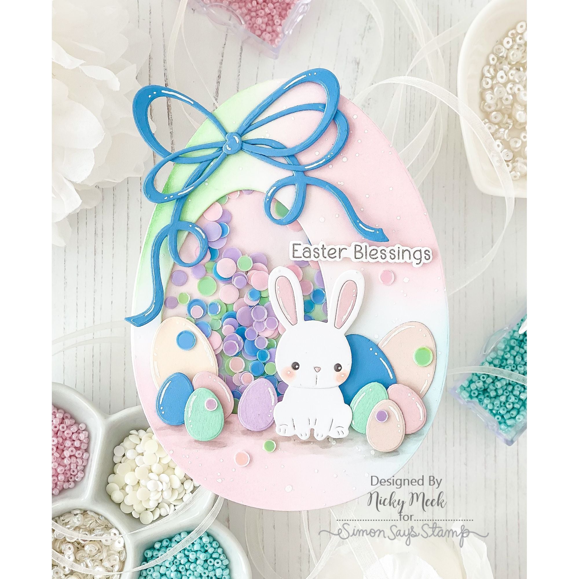 Simon Says Stamp Fable Cute Bunny Wafer Dies s1148 Beautiful Moments Easter Card