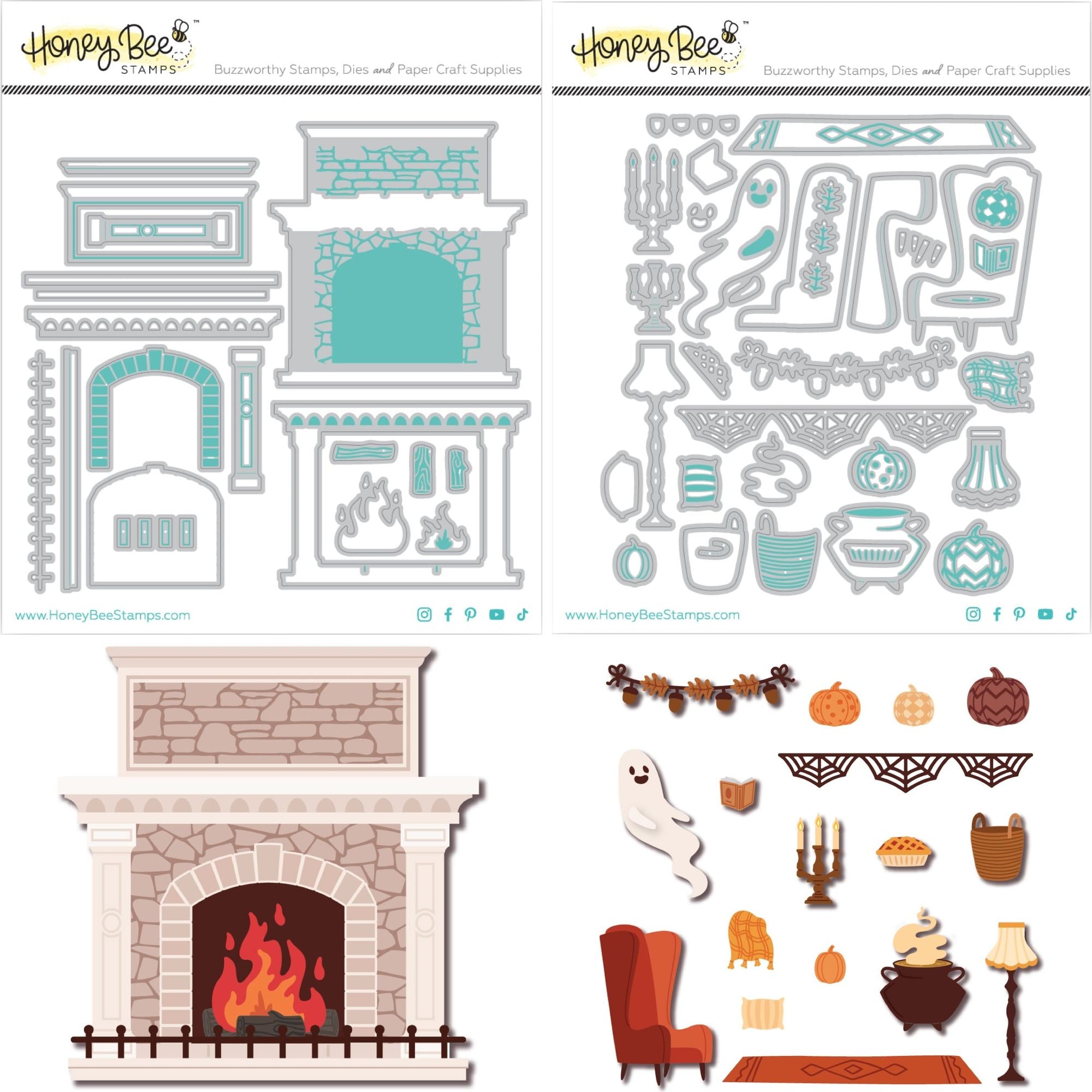 Honey Bee Lovely Layers Fireplace And Falloween Add On Dies Bundle