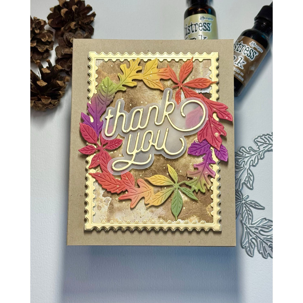 Simon Says Stamp Fall Wreath Wafer Dies s1077 STAMPtember Thank You Card