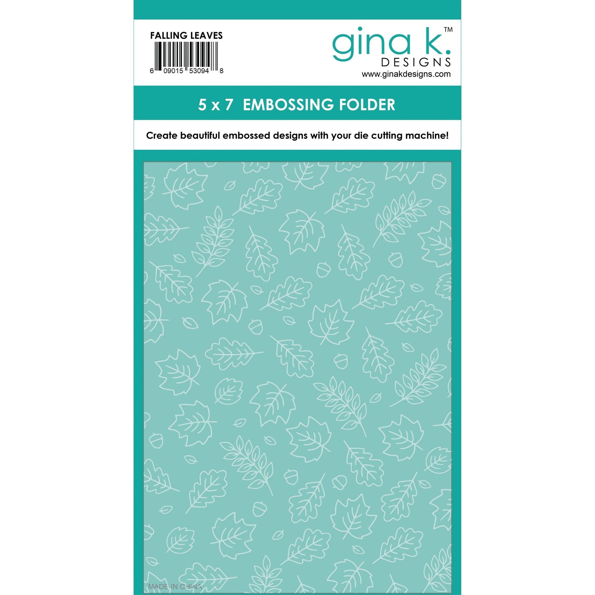 Gina K Designs FALLING LEAVES 5x7 Inch Embossing Folder effl