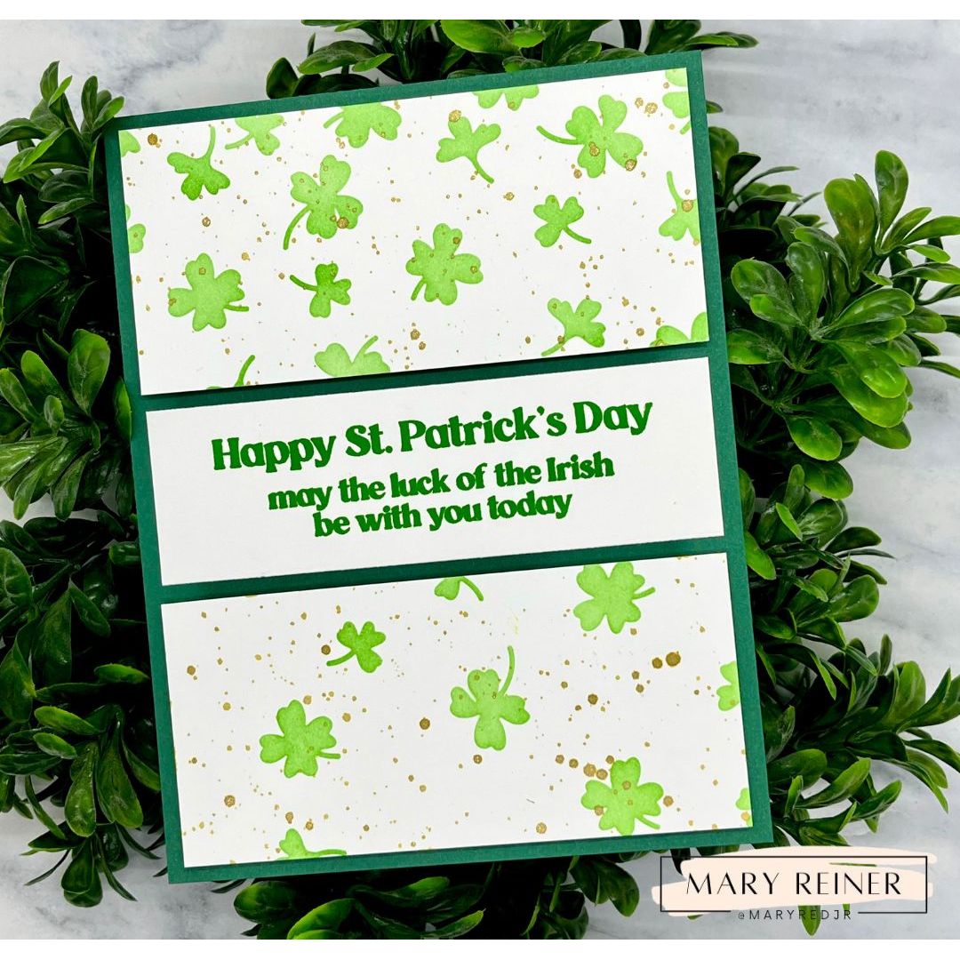 Simon Says Stamp Stencil Falling Shamrocks 1118st Beautiful Moments St. Patrick's Day Card