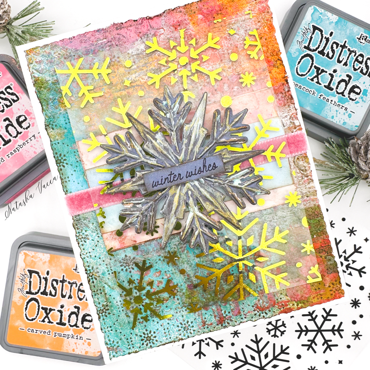 Simon Says Stamp Falling Snowflakes Acetate Foil Transfer Sheets 1006ssa Festive Fun Christmas Card
