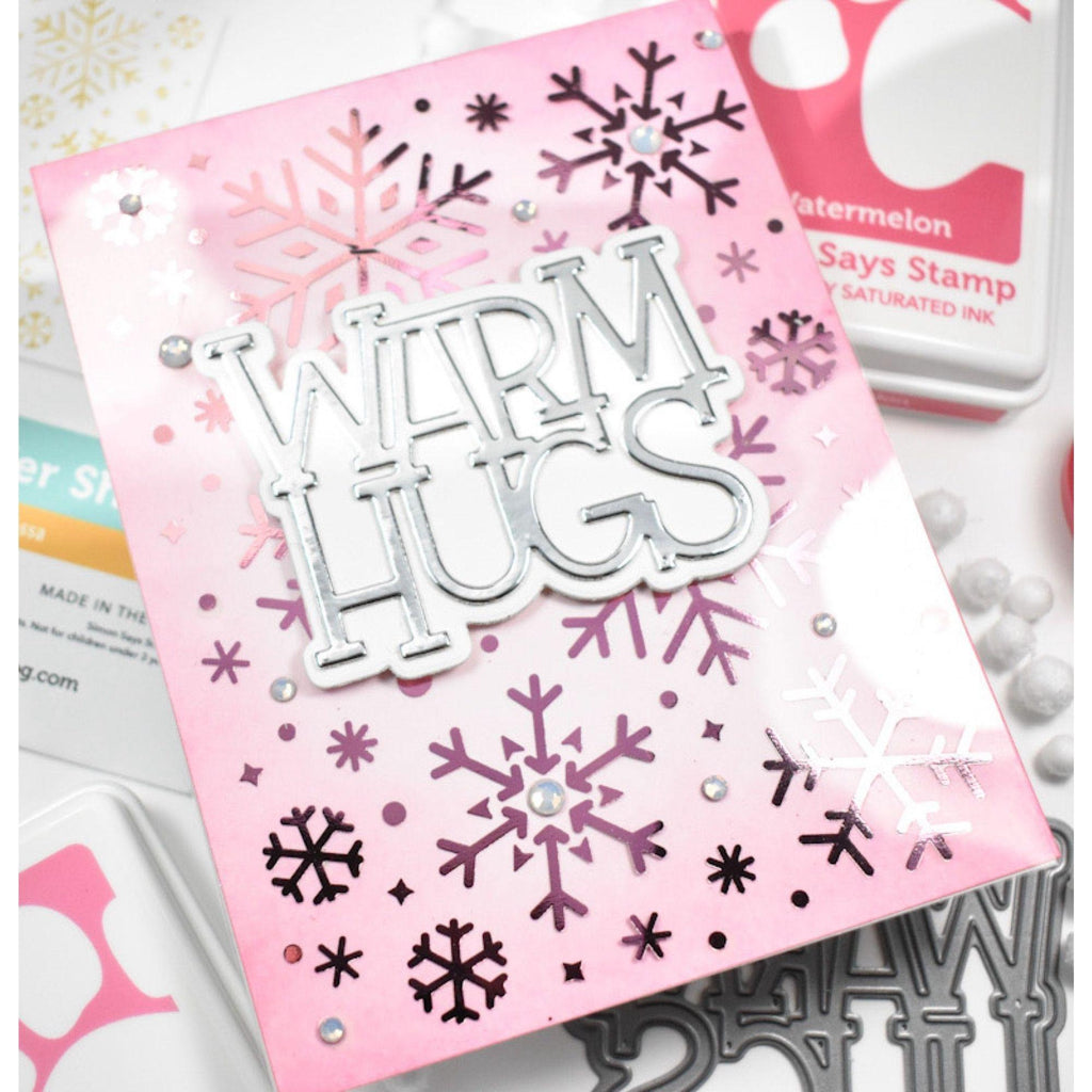 Simon Says Stamp Falling Snowflakes Acetate Foil Transfer Sheets 1006ssa Festive Fun Hugs Card