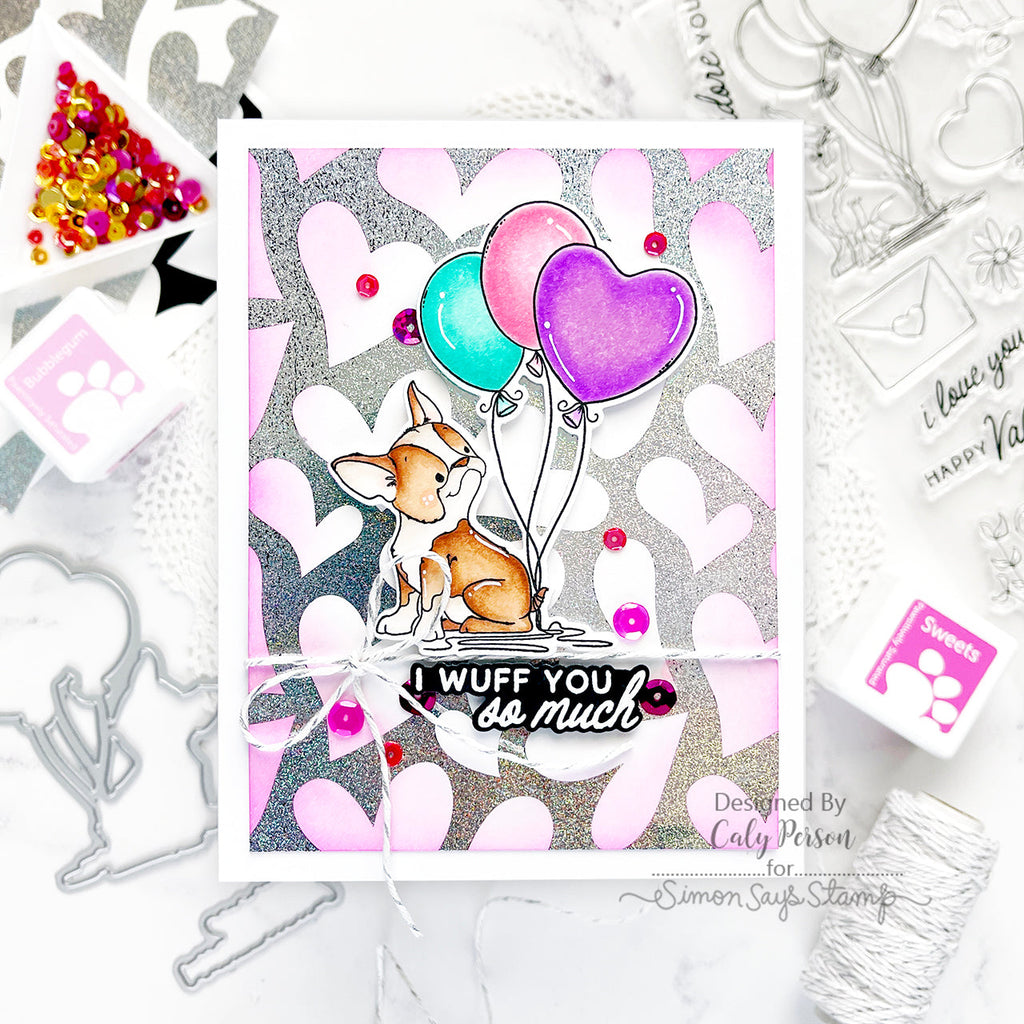 Simon Says Stamp Stencil and Foil Transfer Cards Falling In Love set908fl To Love Love You Card | color-code:ALT01