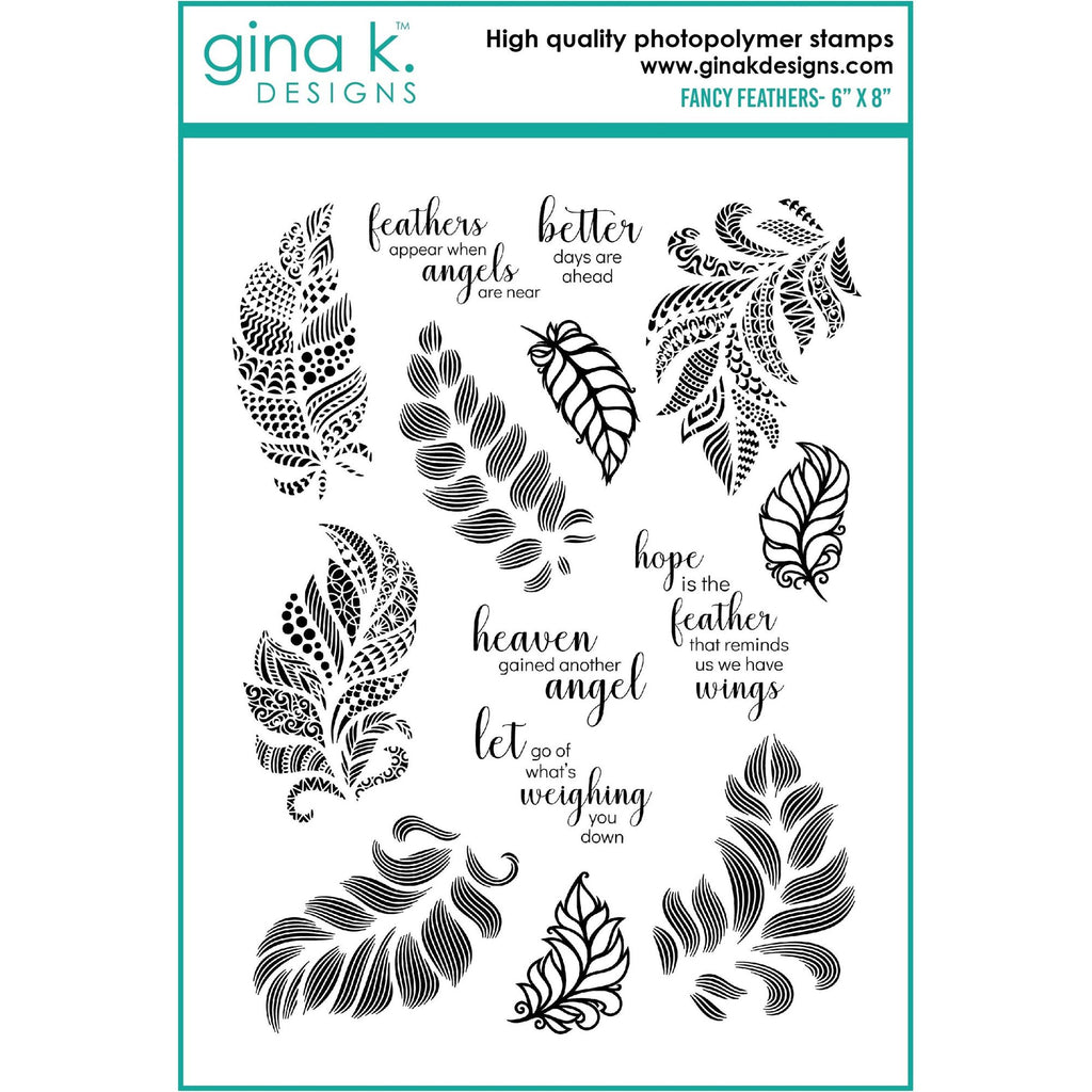 Gina K Designs FANCY FEATHERS Clear Stamps gkd141
