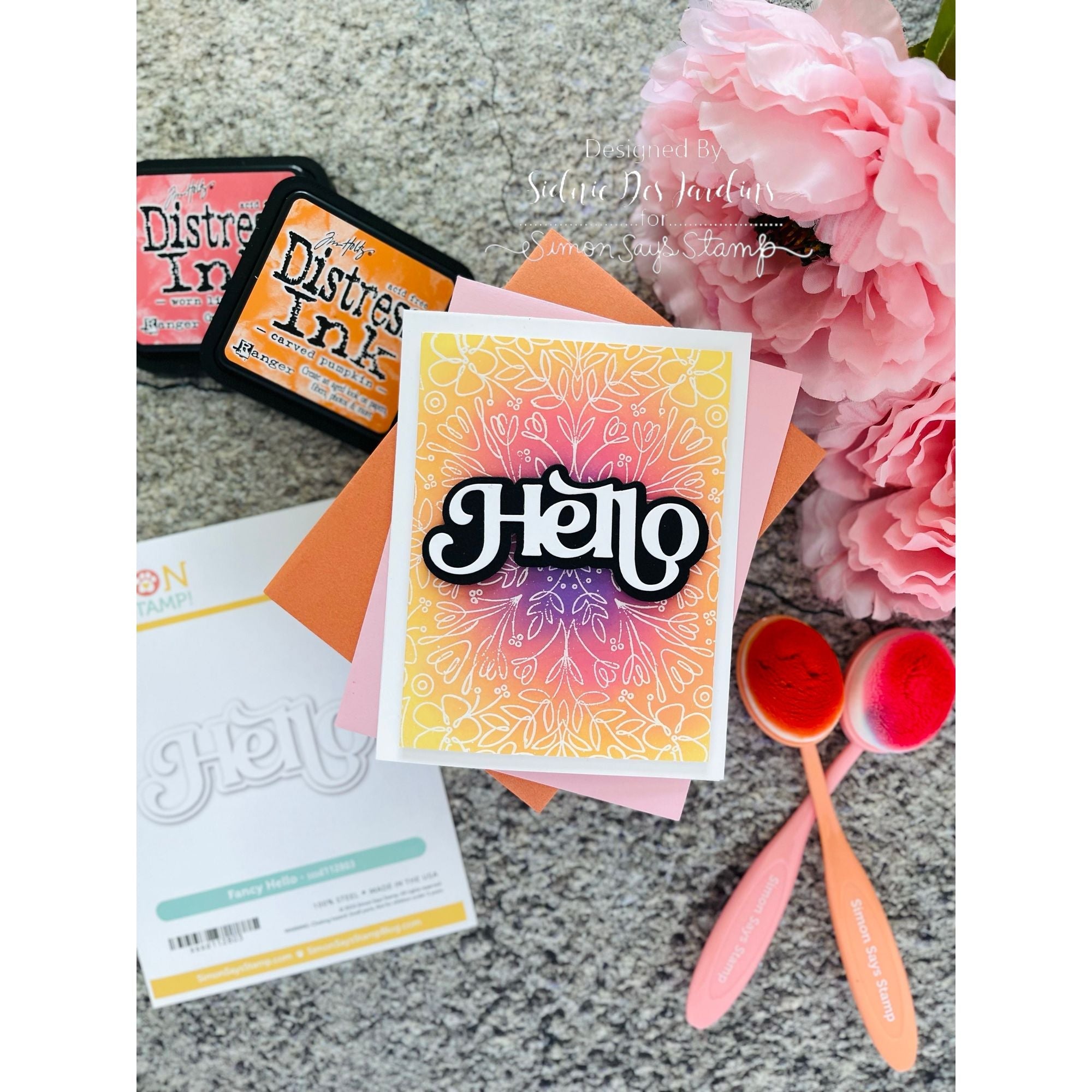 Simon Says Stamp Fancy Hello Wafer Dies sssd112803 Dear Friend Hello Card | color-code:ALT04