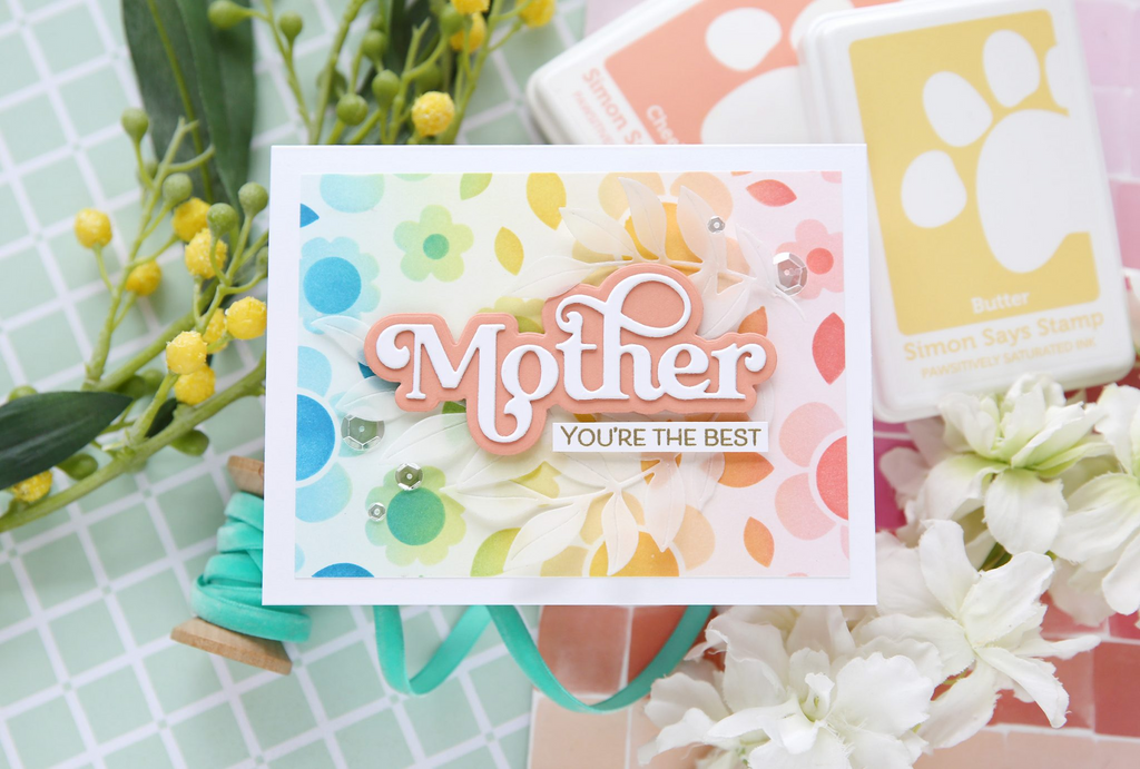 Simon Says Stamp Stencils Groovy Blooms 1027st Be Bold Mother's Day Card | color-code:ALT05