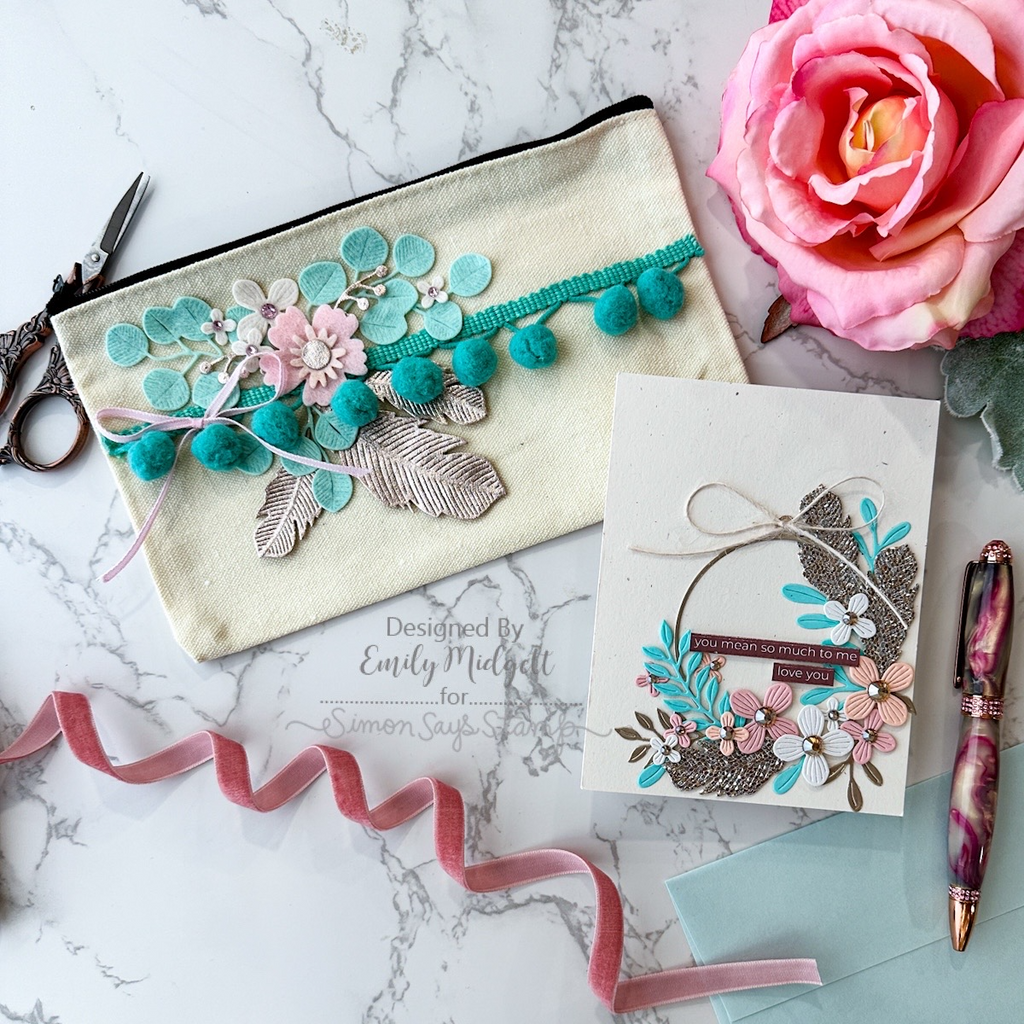 Simon Says Stamp Hanging Leaf Ring Wafer Dies s946 DieCember Card and Pretty Pouch | color-code:ALT11