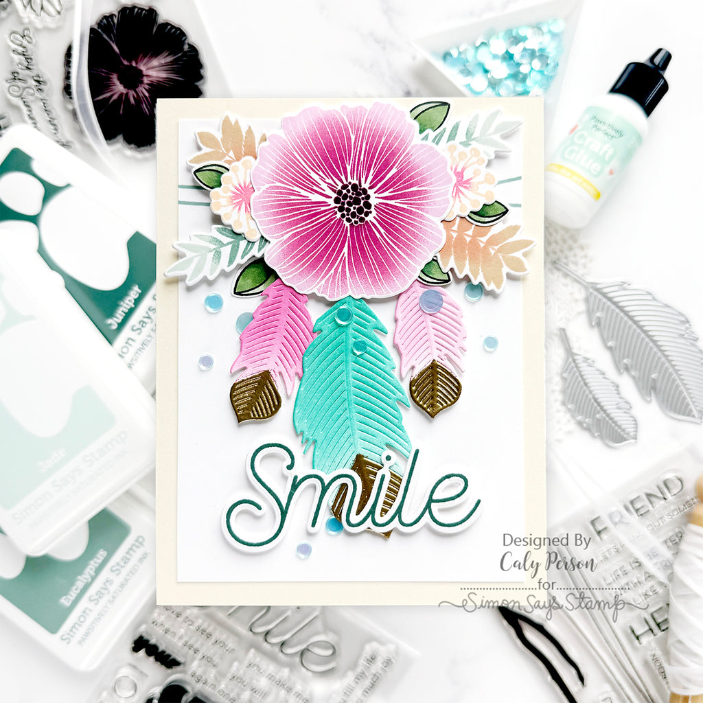 Simon Says Stamp Fancy Feathers Wafer Dies s1010 Friend Like You Smile Card | color-code:ALT02
