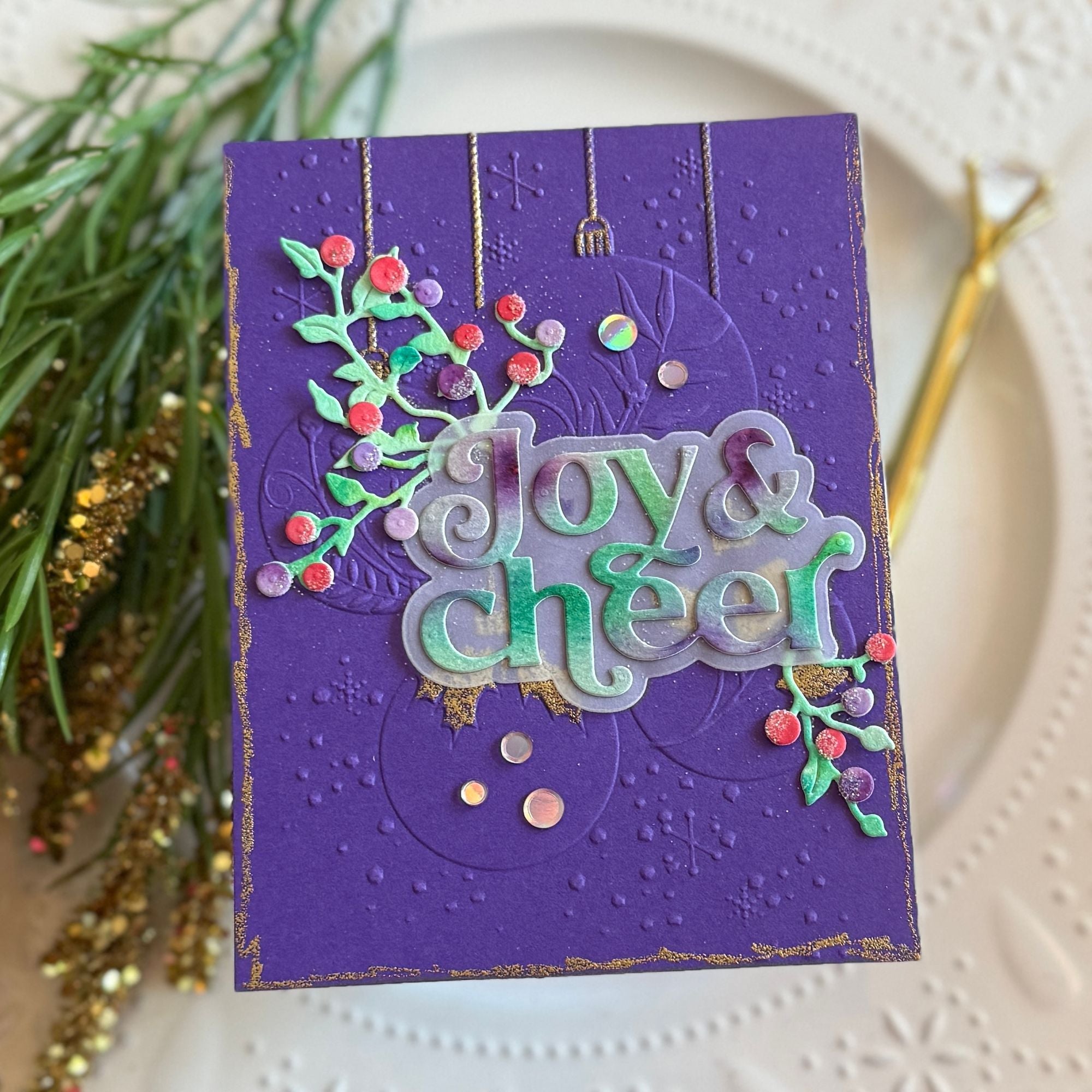 Simon Says Stamp Fancy Joy and Cheer Wafer Dies 1338sd Sugar and Spice Christmas Card