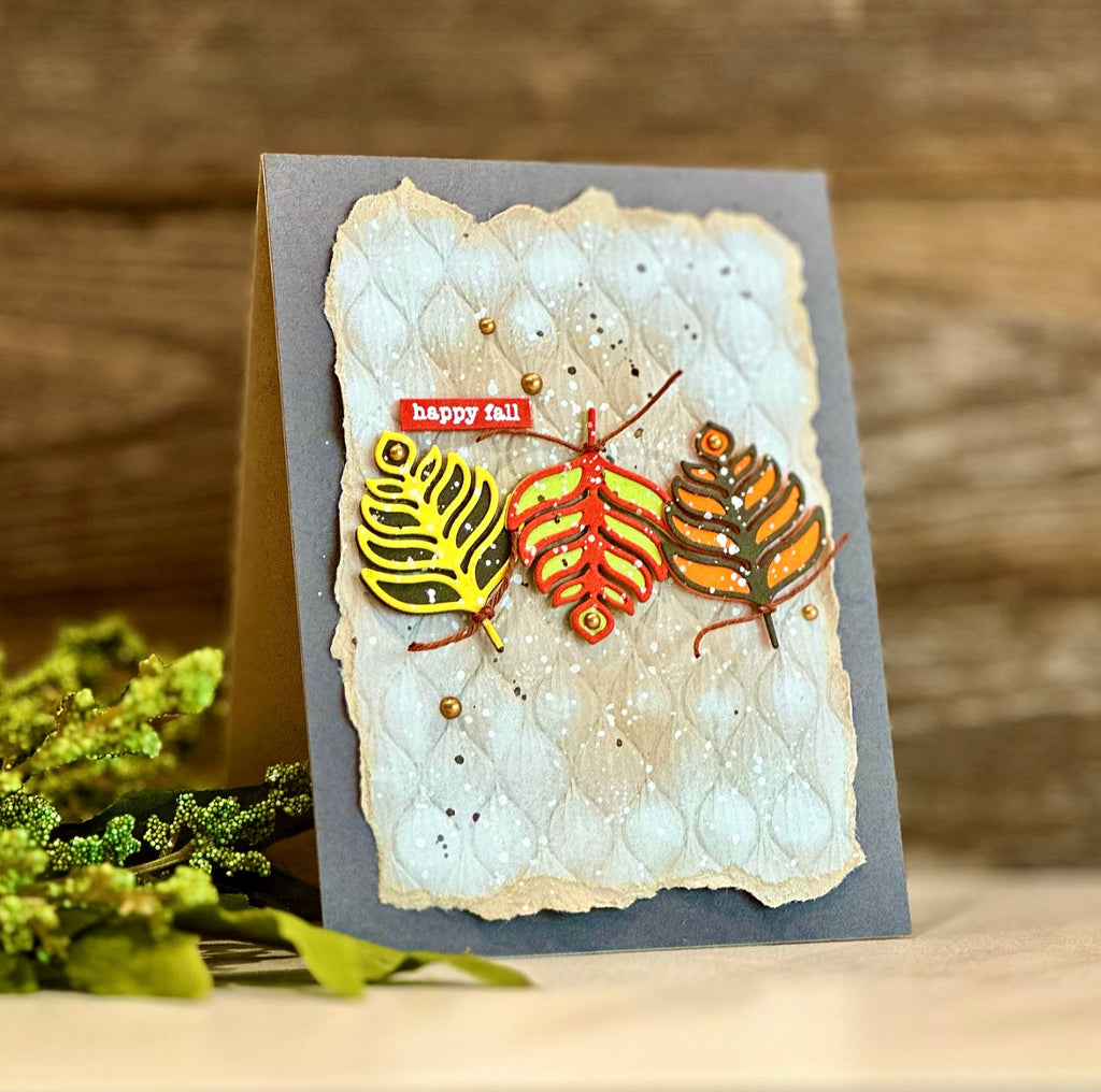 Simon Says Stamp Fanfare Leaf And Background Wafer Dies s856 Stamptember Happy Fall Card