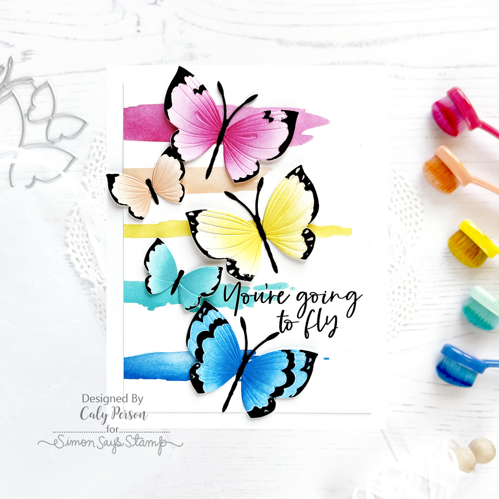 Simon Says Stamp Embossing Folder And Dies Fantasy Butterflies sfd330 Out Of This World Congratulations Card | color-code:ALT07