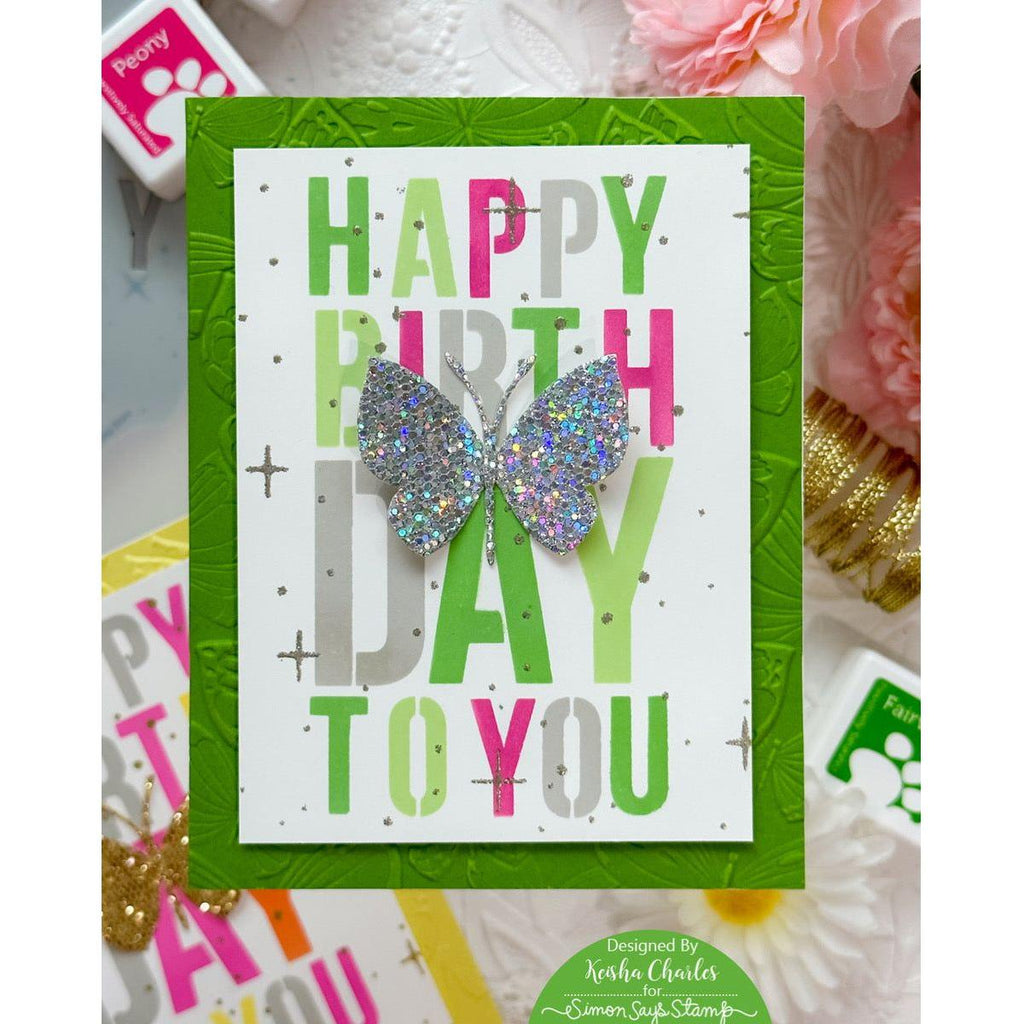 Simon Says Stamp Embossing Folder And Dies Fantasy Butterflies sfd330 Out Of This World Birthday Card | color-code:ALT02