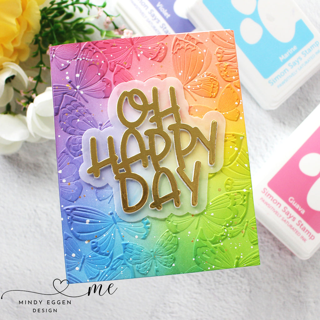 Simon Says Stamp Embossing Folder And Dies Fantasy Butterflies sfd330 Out Of This World Happy Day Card | color-code:ALT06