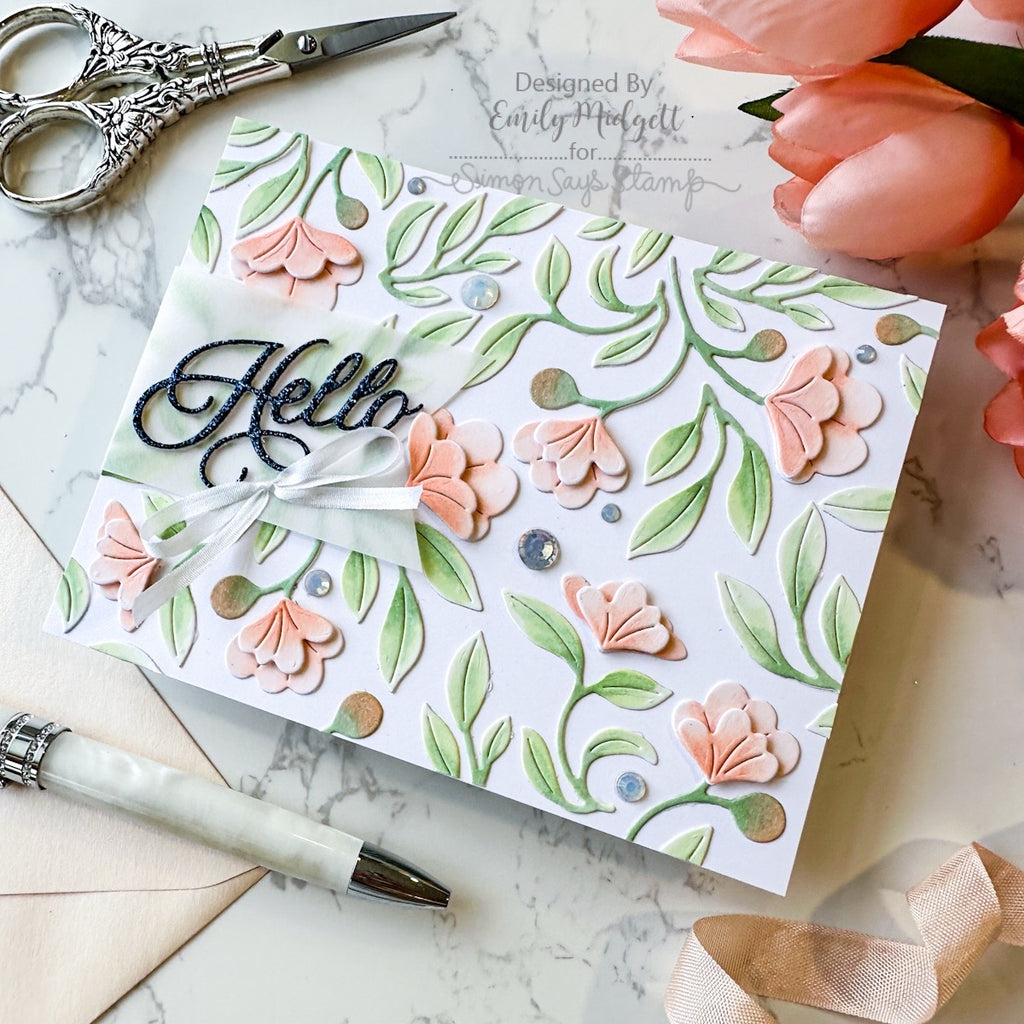 Simon Says Stamp Fantasy Bouquet Wafer Dies s1013 Happy Camper Hello Card | color-code:ALT12