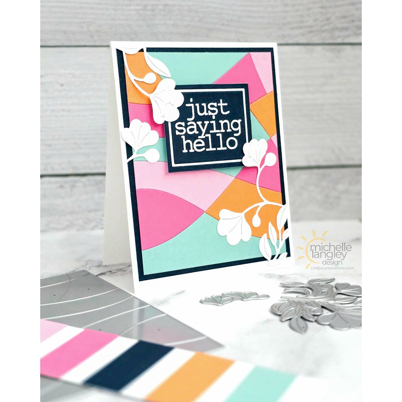 Simon Says Stamp Fantasy Bouquet Wafer Dies s1013 Happy Camper Hello Card | color-code:ALT03