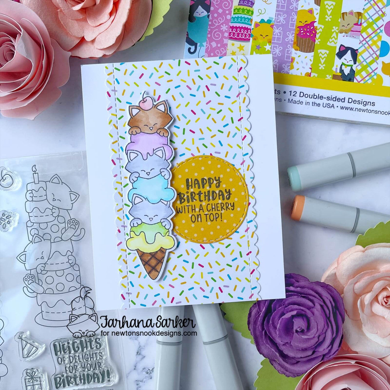 Newton's Nook Designs Newton's Birthday Delights Clear Stamps NN2307S01 ice cream