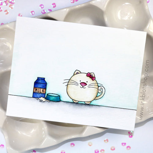 Ink Blot Shop Clear Stamp Set Fat Cats INBL028 milk bowl kitty