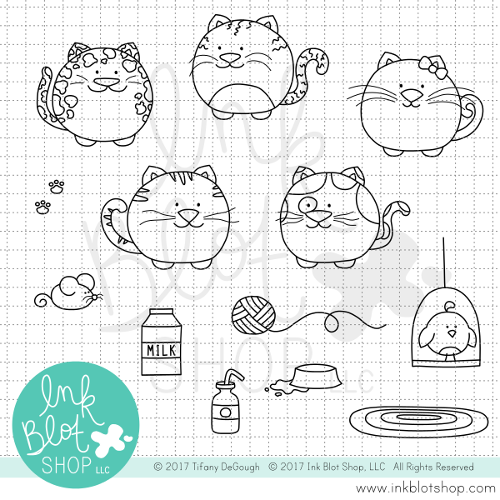 Ink Blot Shop Clear Stamp Set Fat Cats INBL028