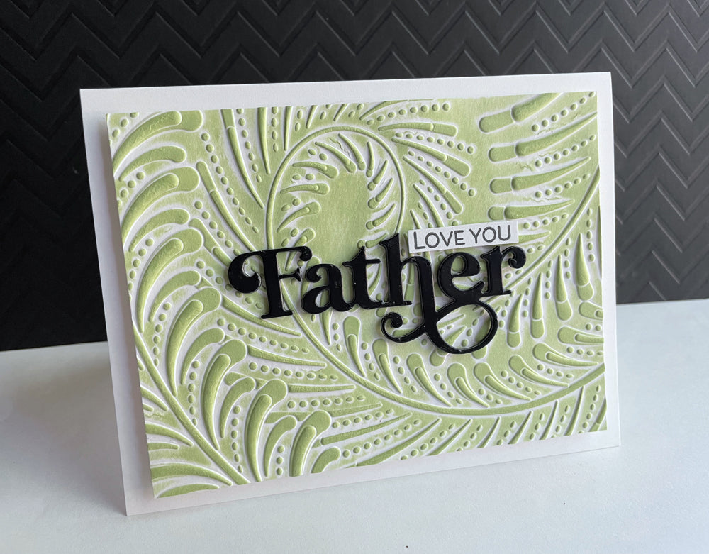 Simon Says Stamp Embossing Folder Feather Spiral sf402 Celebrate Father's Day Card