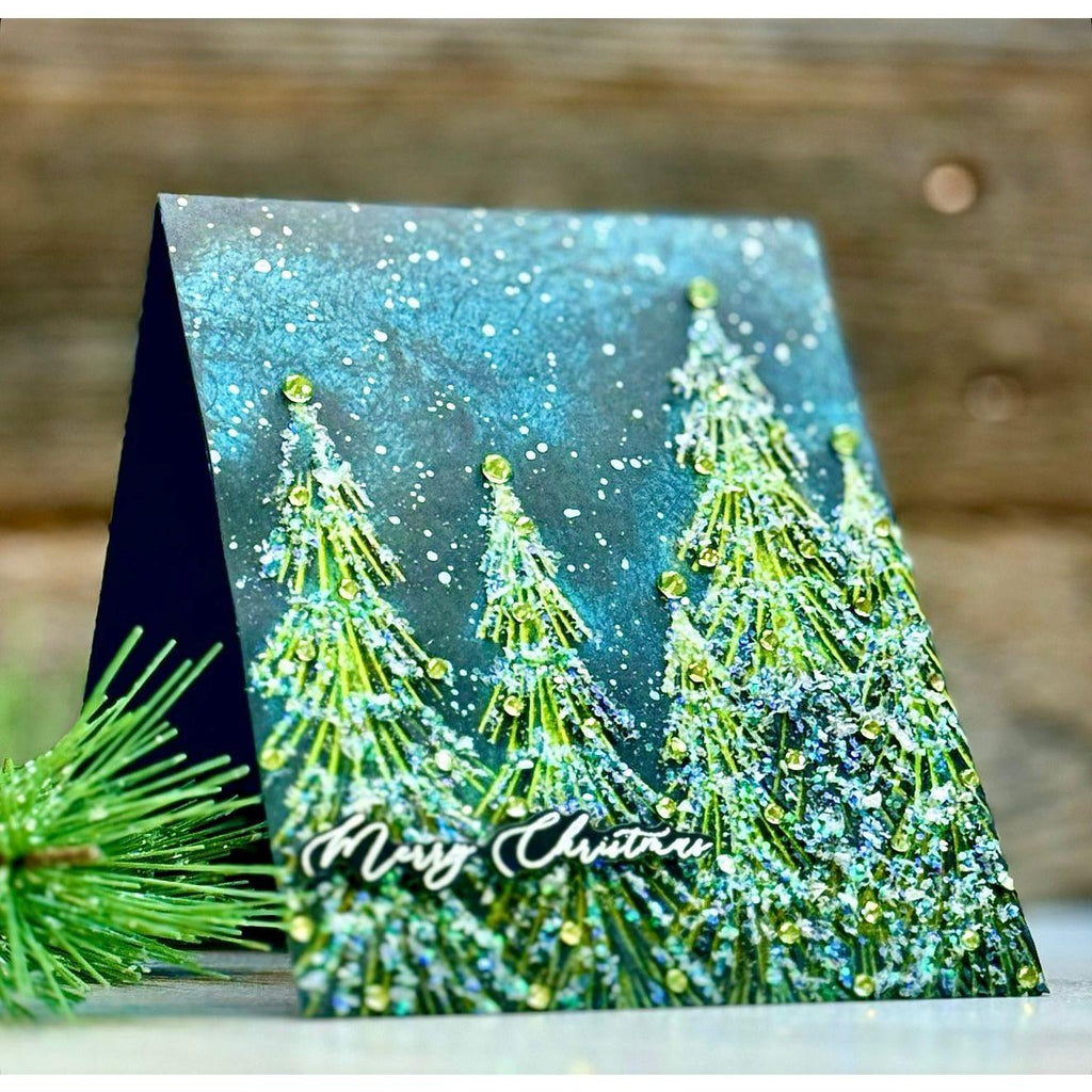 Simon Says Stamp Embossing Folder Feathery Pines sf434 Festive Fun Christmas Card