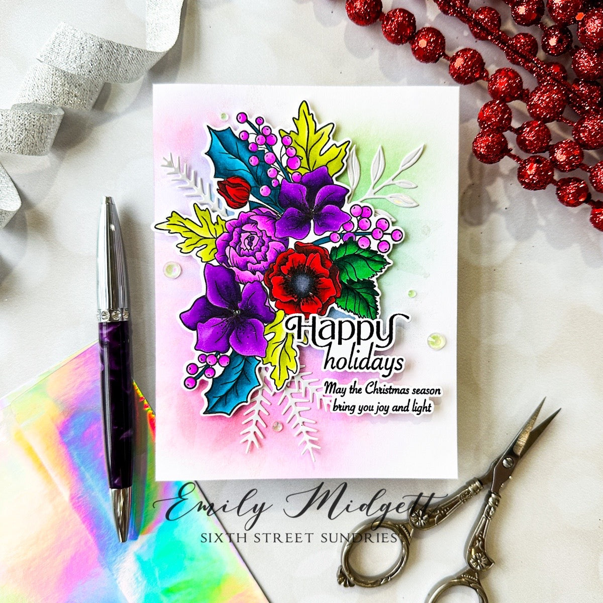 Simon Says Stamps And Dies Festive Bouquets set699fb All The Joy Christmas Card | color-code:ALT01