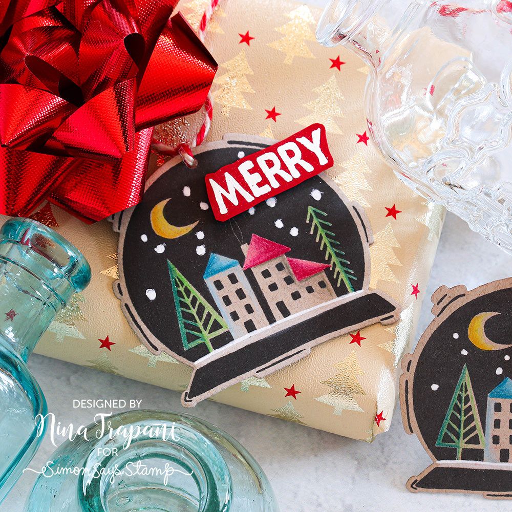 Tim Holtz Festive Print Stamps with Simon Says Stamp Dies Bundle setfp24