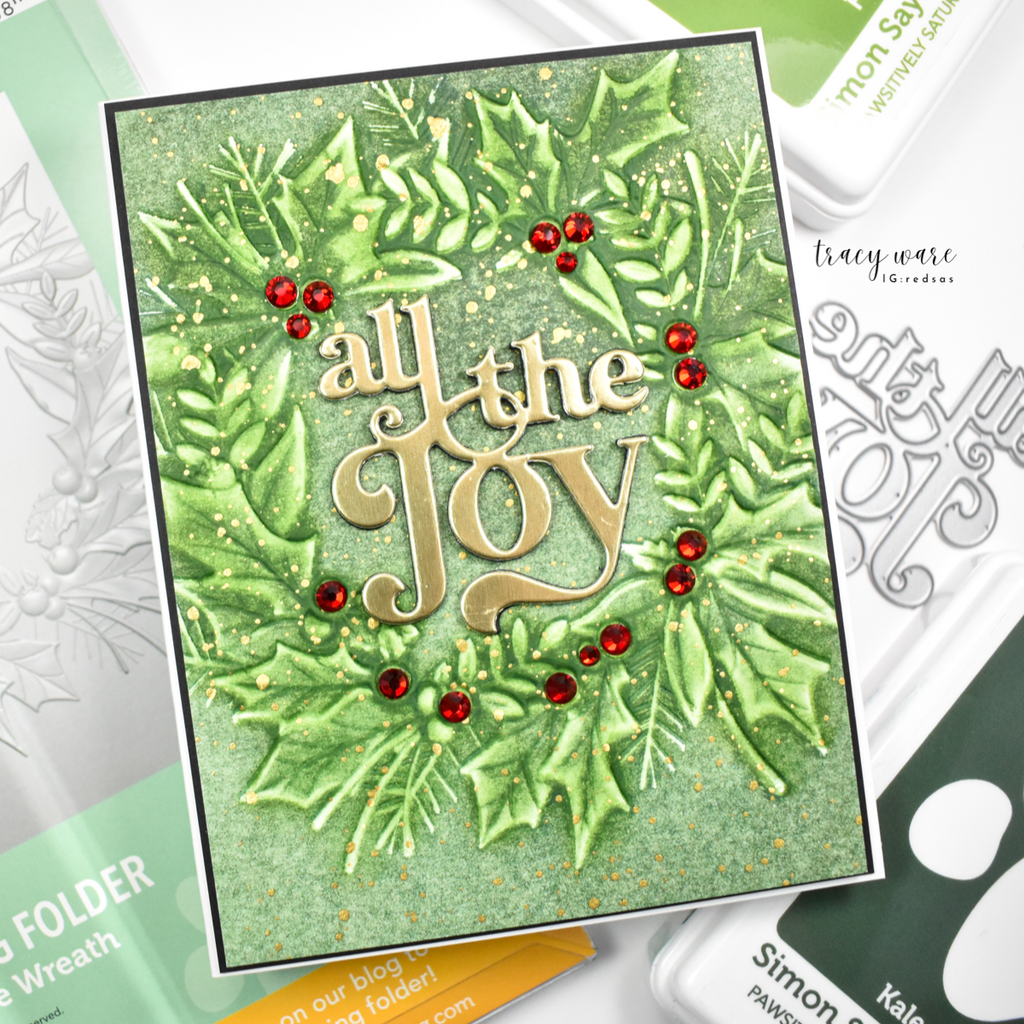 Simon Says Stamp Embossing Folder Festive Wreath sf568 Sugar and Spice Holiday Card