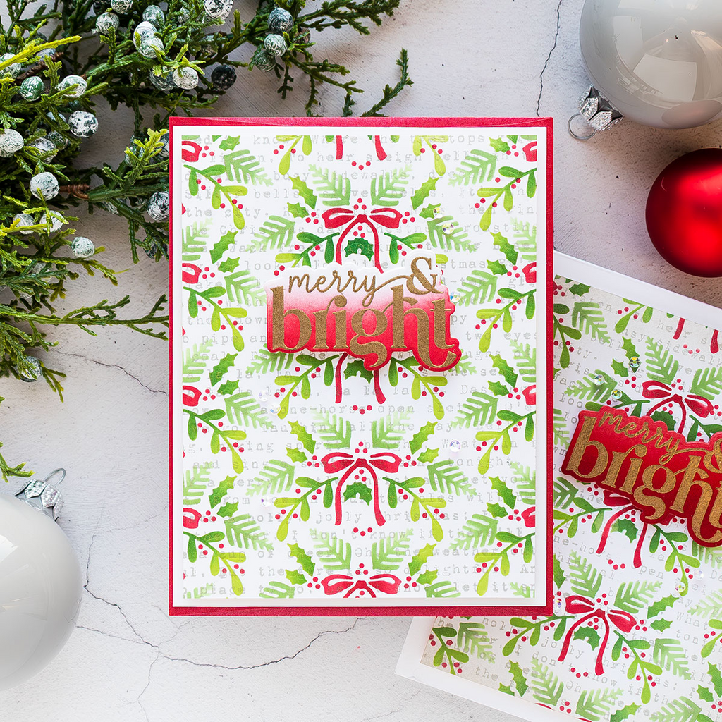 Simon Says Stamp Set pf 4 Stencils Festive Bough Pattern 1087st Christmas Card | color-code:ALT06
