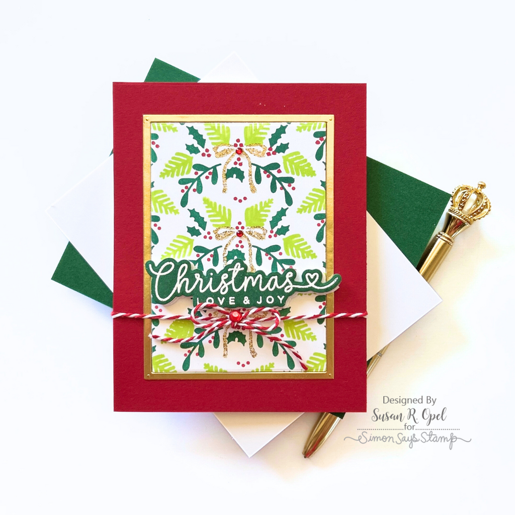 Simon Says Stamp Set pf 4 Stencils Festive Bough Pattern 1087st Christmas Card