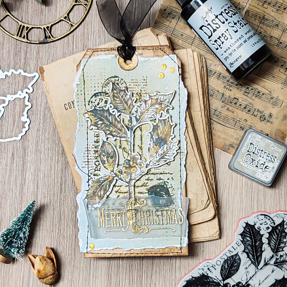 Tim Holtz Festive Collage Stamps with Simon Says Stamp Dies Bundle set