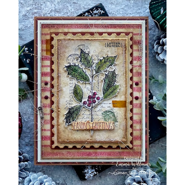 Tim Holtz Festive Collage Stamps with Simon Says Stamp Dies Bundle setfc25 Christmas Card | color-code:ALT05