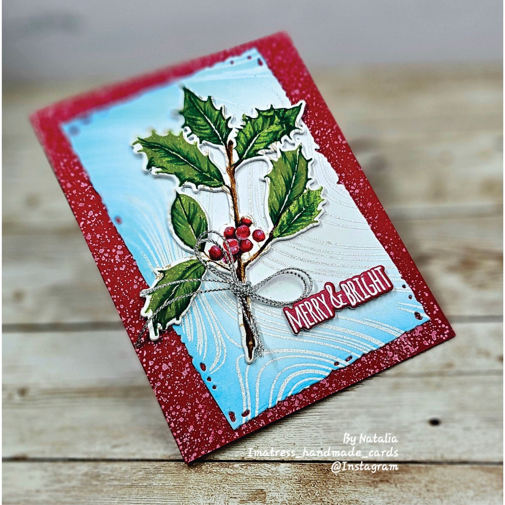 Tim Holtz Festive Collage Stamps with Simon Says Stamp Dies Bundle setfc25 Christmas Card