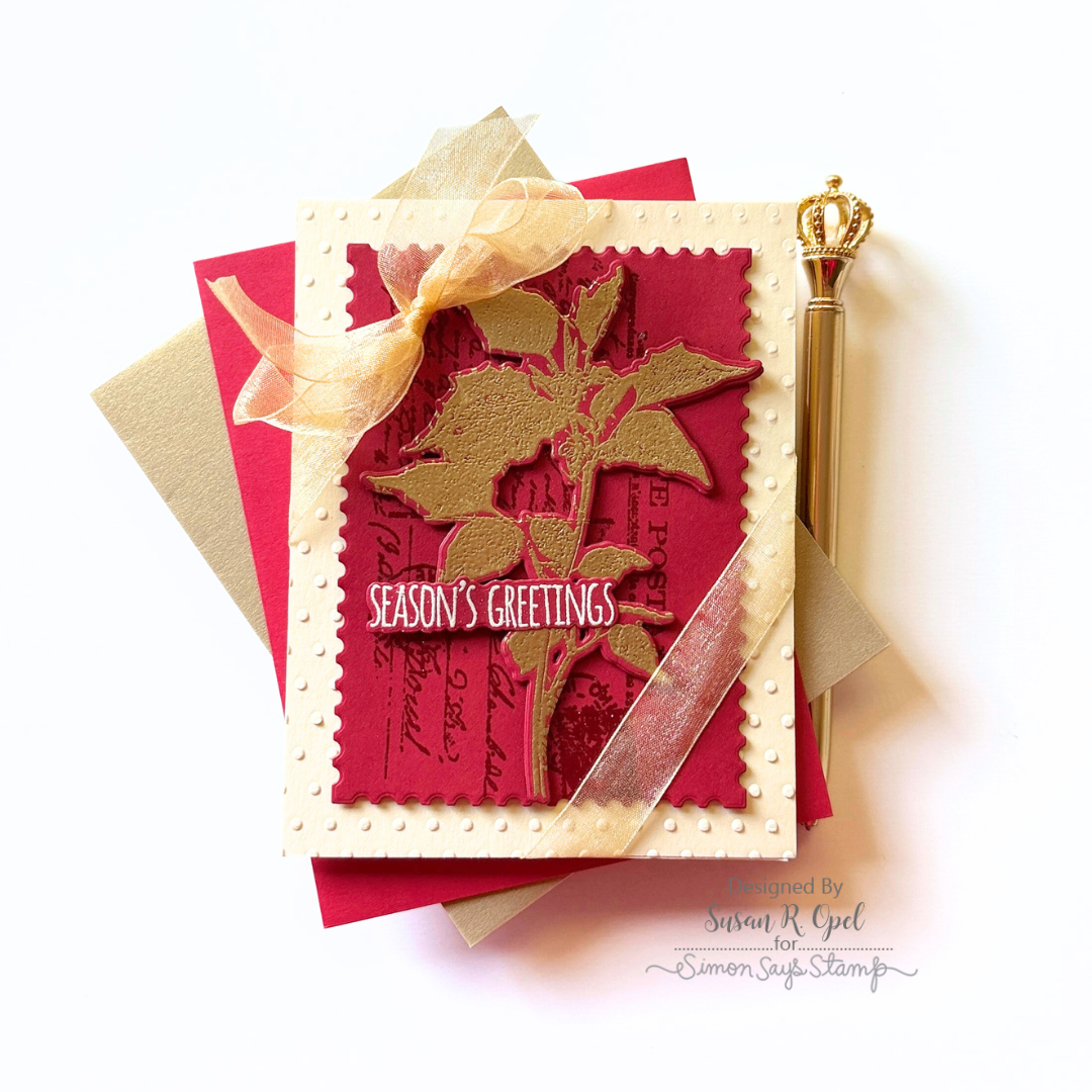Tim Holtz Festive Collage Stamps with Simon Says Stamp Dies Bundle setfc25 Christmas Card