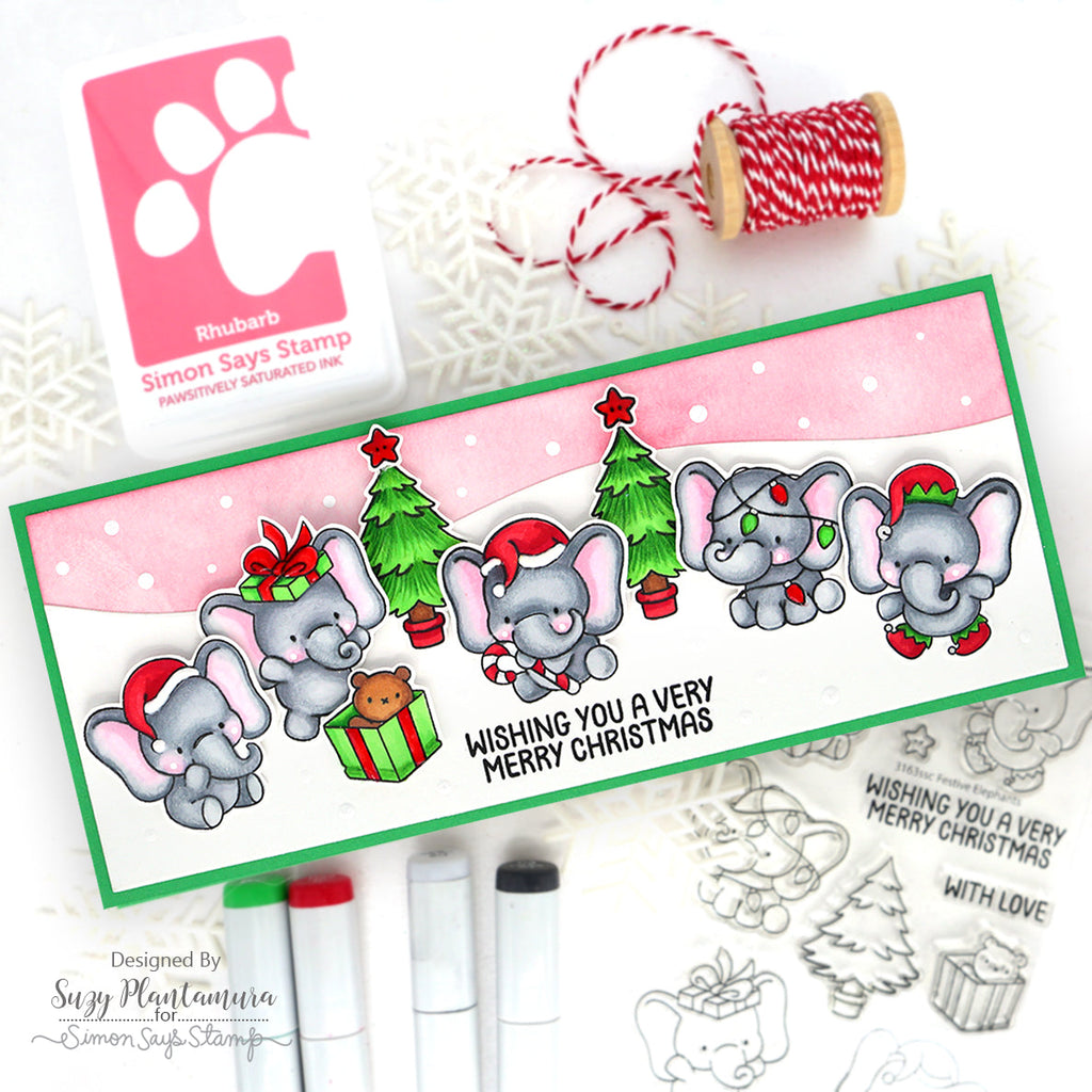 Simon Says Stamps and Dies Festive Elephants set897fe DieCember Christmas Card | color-code:ALT01