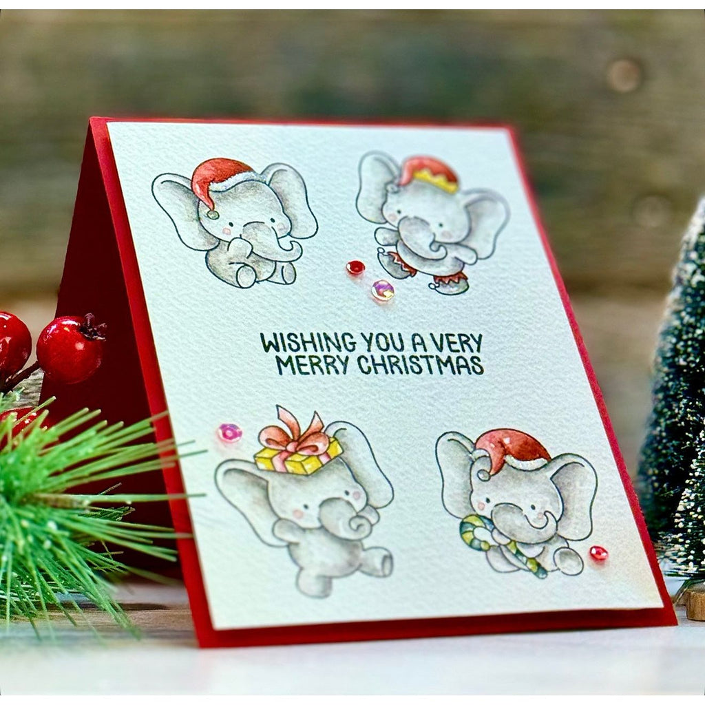 Simon Says Stamps and Dies Festive Elephants set897fe DieCember Christmas Card