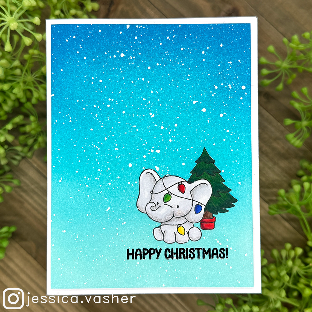 Simon Says Stamps and Dies Festive Elephants set897fe DieCember Christmas Card