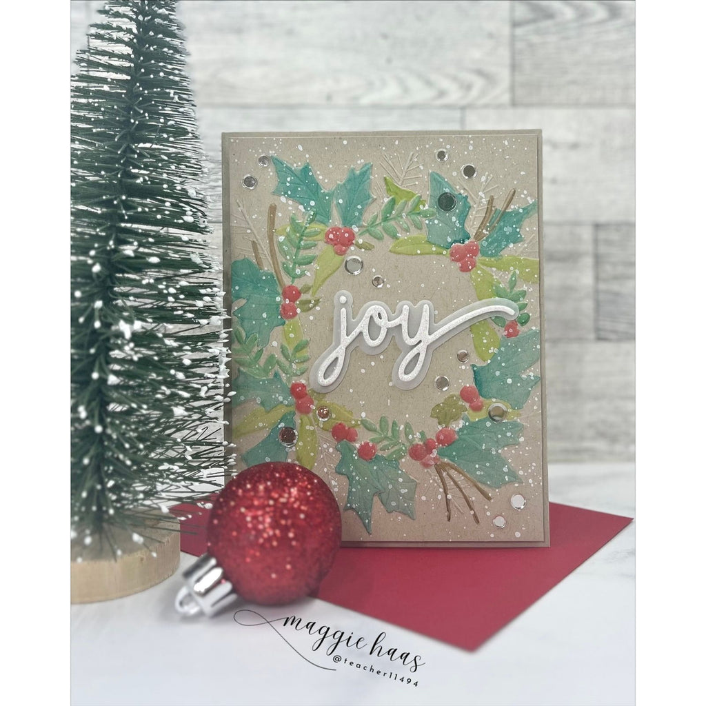 Simon Says Stamp Embossing Folder Festive Wreath sf568 Sugar and Spice Christmas Card