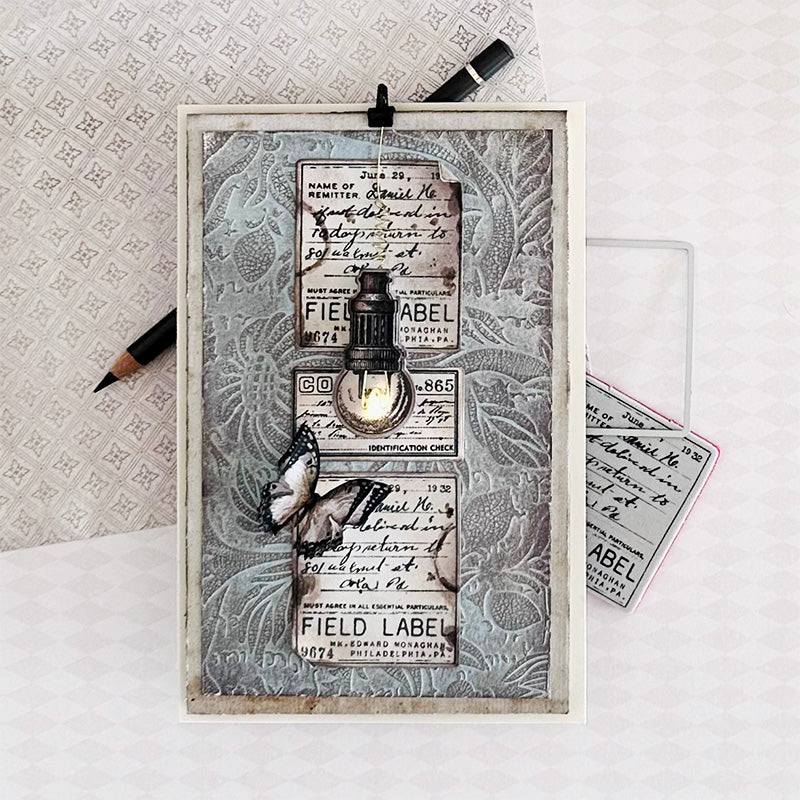 Tim Holtz Field Notes Stamps with Simon Says Stamp Dies Bundle setfn26 Vintage Card