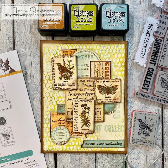 Tim Holtz Field Notes Stamps with Simon Says Stamp Dies Bundle setfn26 Vintage Card | color-code:ALT12