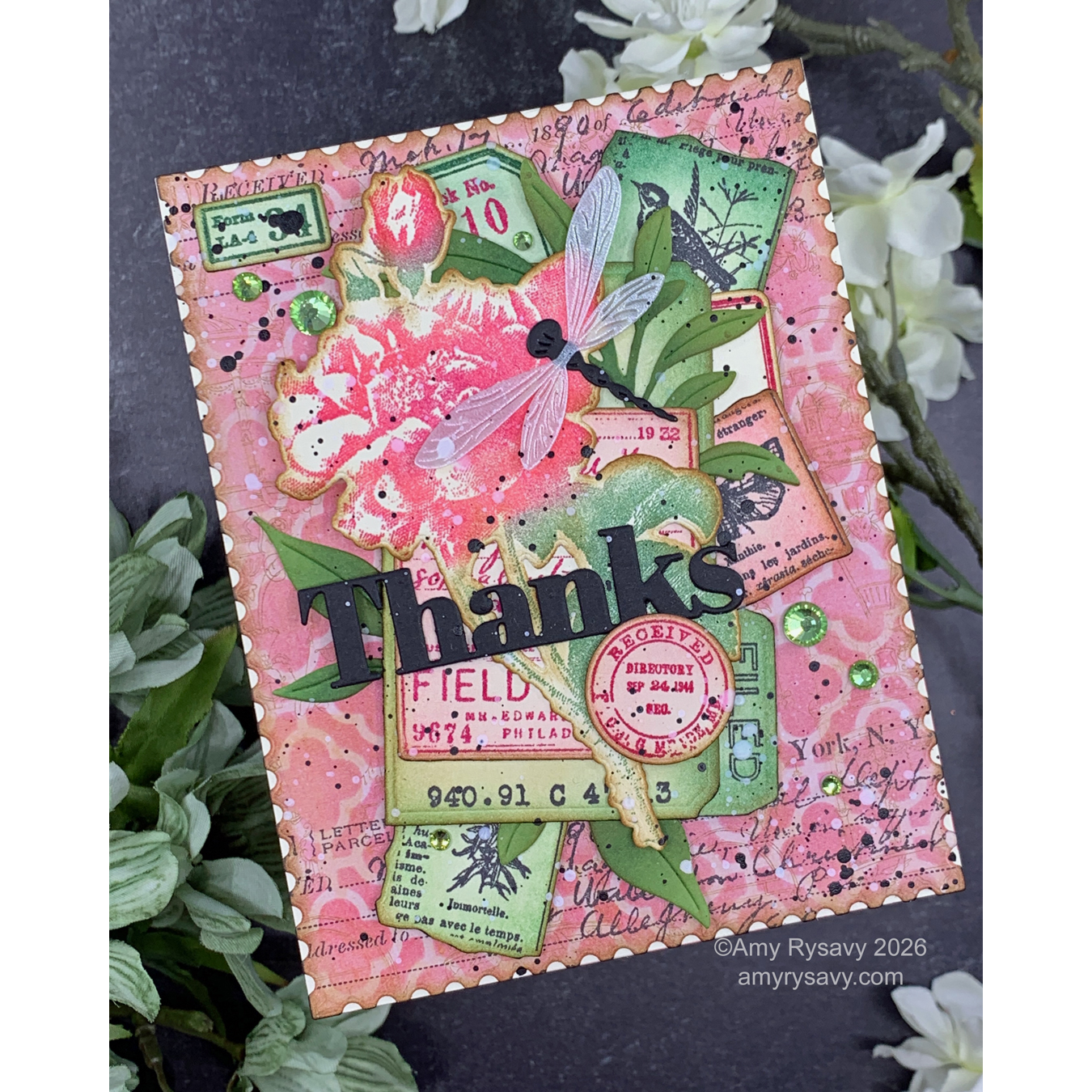 Tim Holtz Field Notes Stamps with Simon Says Stamp Dies Bundle setfn26 Thanks Card | color-code:ALT14
