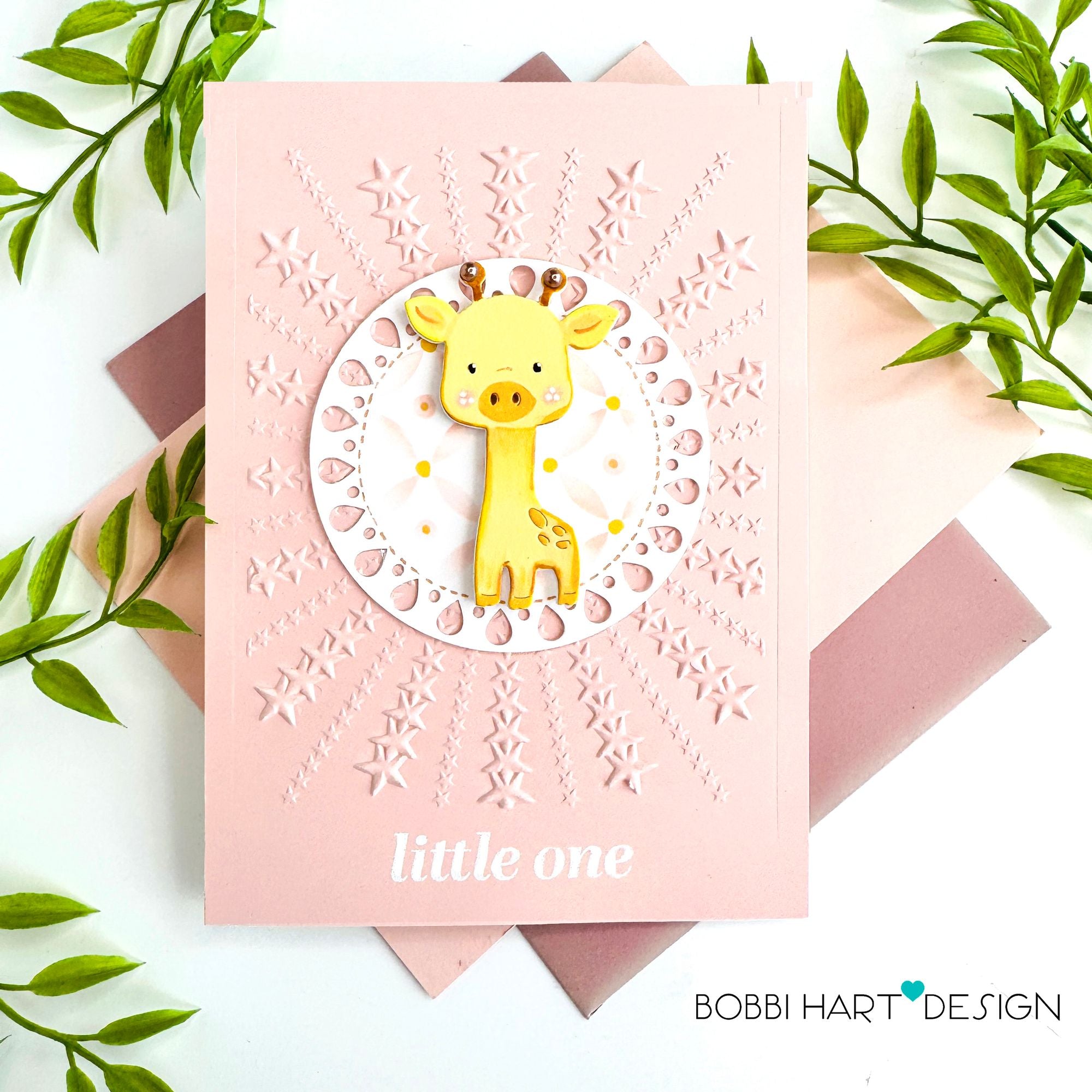 Simon Says Stamp Fiesta Circles Wafer Dies 1605sd Always There Pink Card with Giraffe Bobbi Lemanski