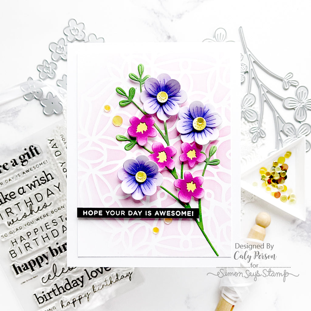 Simon Says Stamp Fine Floral Stem Wafer Dies s870 Splendor Birthday Card | color-code:ALT06