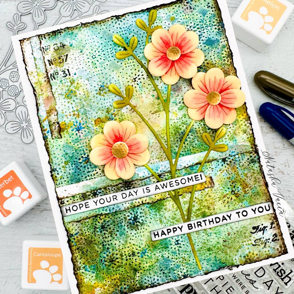 Simon Says Stamp Fine Floral Stem Wafer Dies s870 Splendor Birthday Card