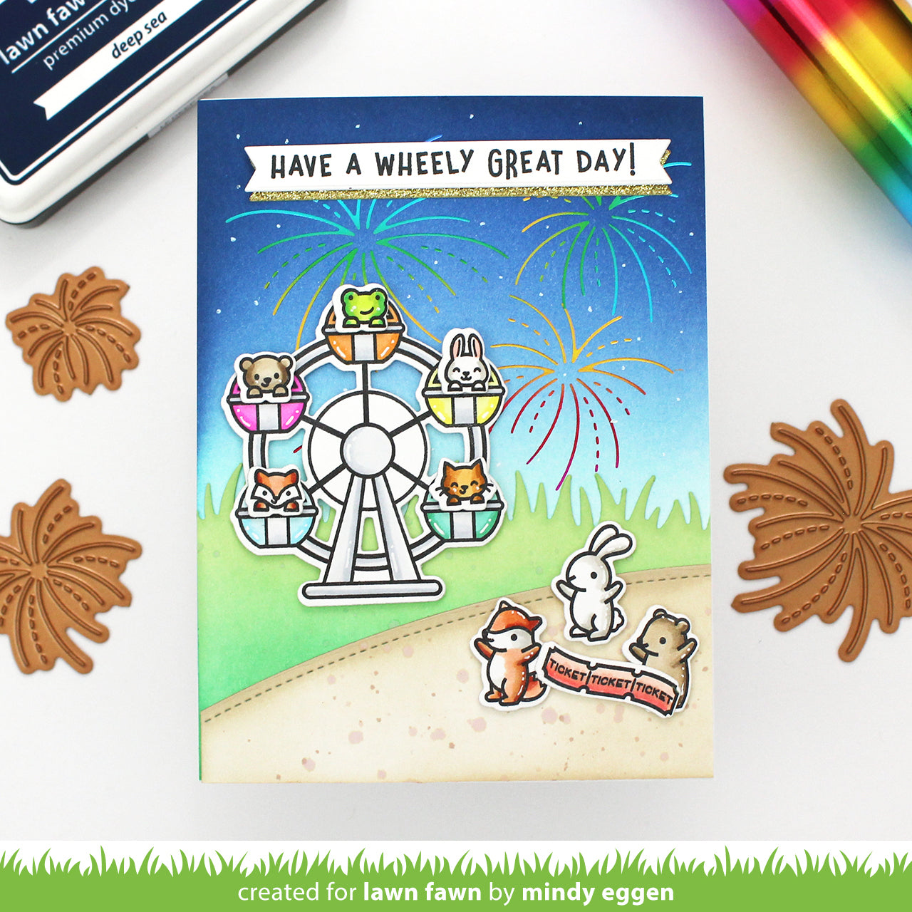 Lawn Fawn Set Fireworks Hot Foil Plates and Coordinating Dies lfsf wheely great | color-code:alt1