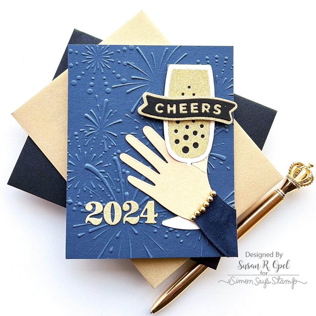 Simon Says Stamp Embossing Folder Fireworks sf338 Season Of Wonder New Years Card