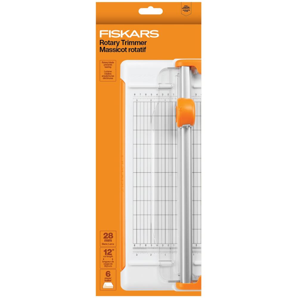 Fiskars 12 Inch Rotary Paper Trimmer in packaging