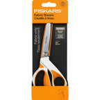 Fiskars Fabric Scissors 9 Inch RazorEdge Softgrip Orange with blade cover in packaging