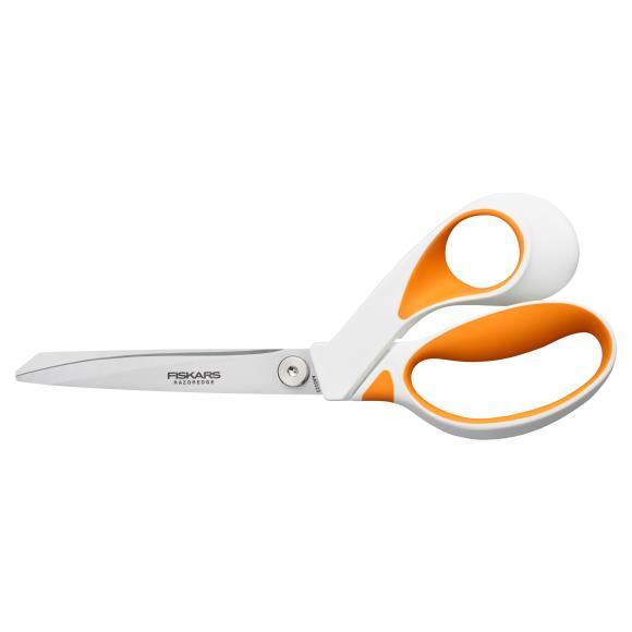 Fiskars Fabric Scissors 9 Inch RazorEdge Softgrip Orange with blade cover without cover