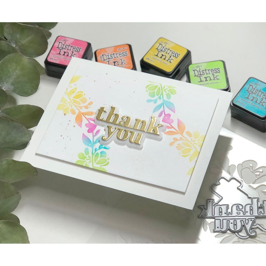 Simon Says Stamp Stencils Floral Borders ssst221686 Stamptember Thank You Card